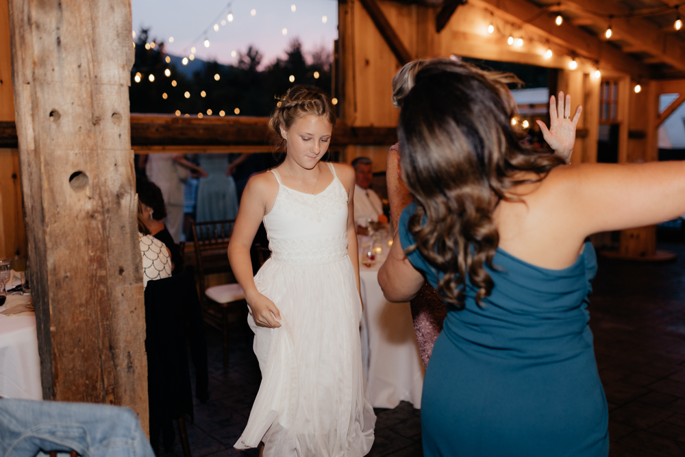 wedding reception dance floor at the Barn at Pinestone