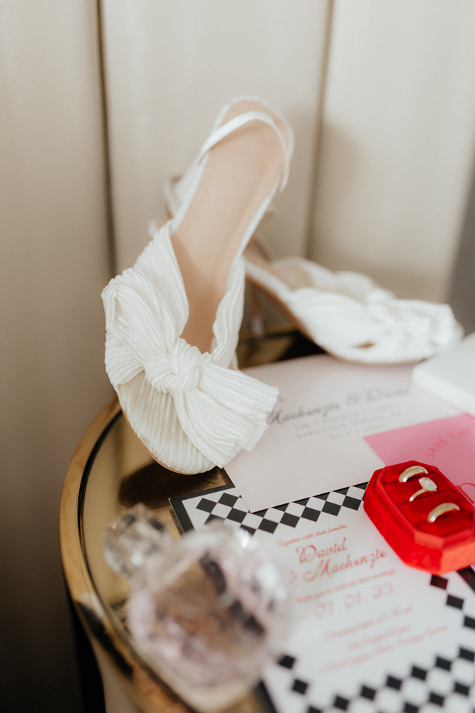 Bride's shoes on her wedding day
