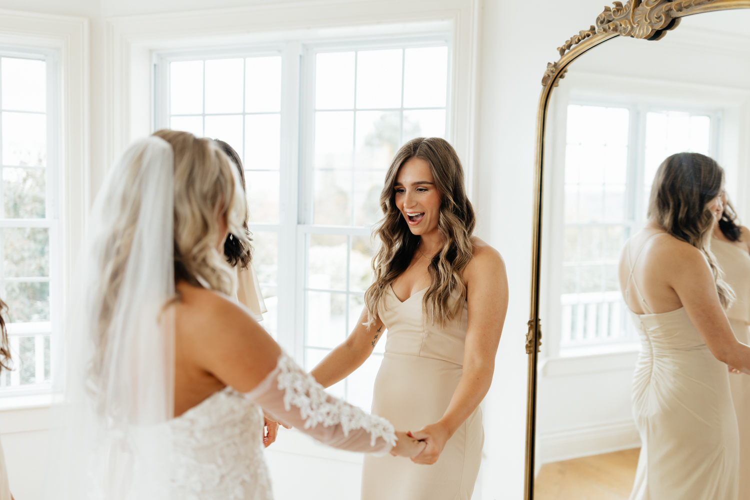 Bride doing a first look reveal with her dad
