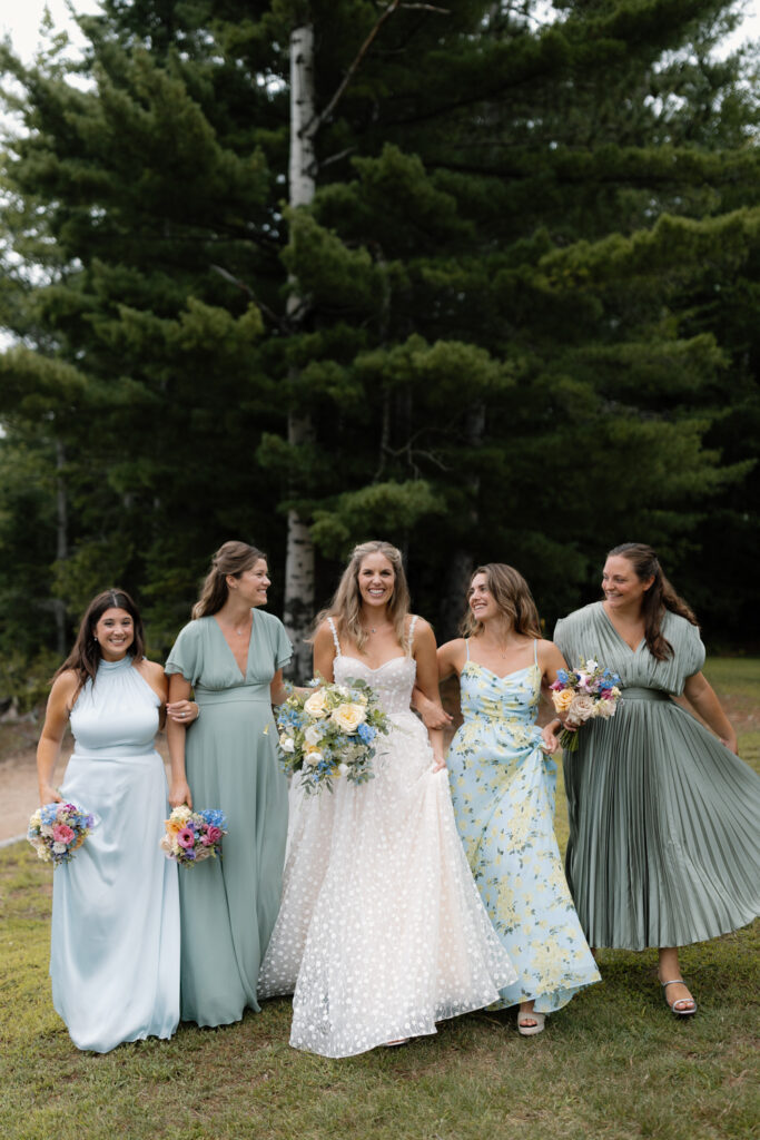 bridesmaids in the Adirondacks