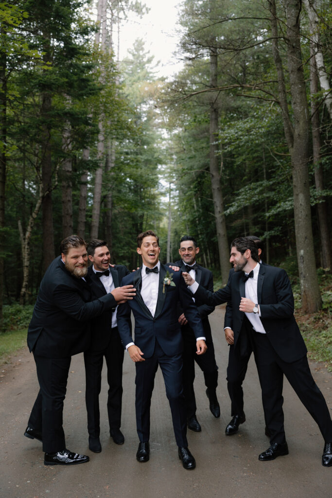 groomsmen in the adirondacks