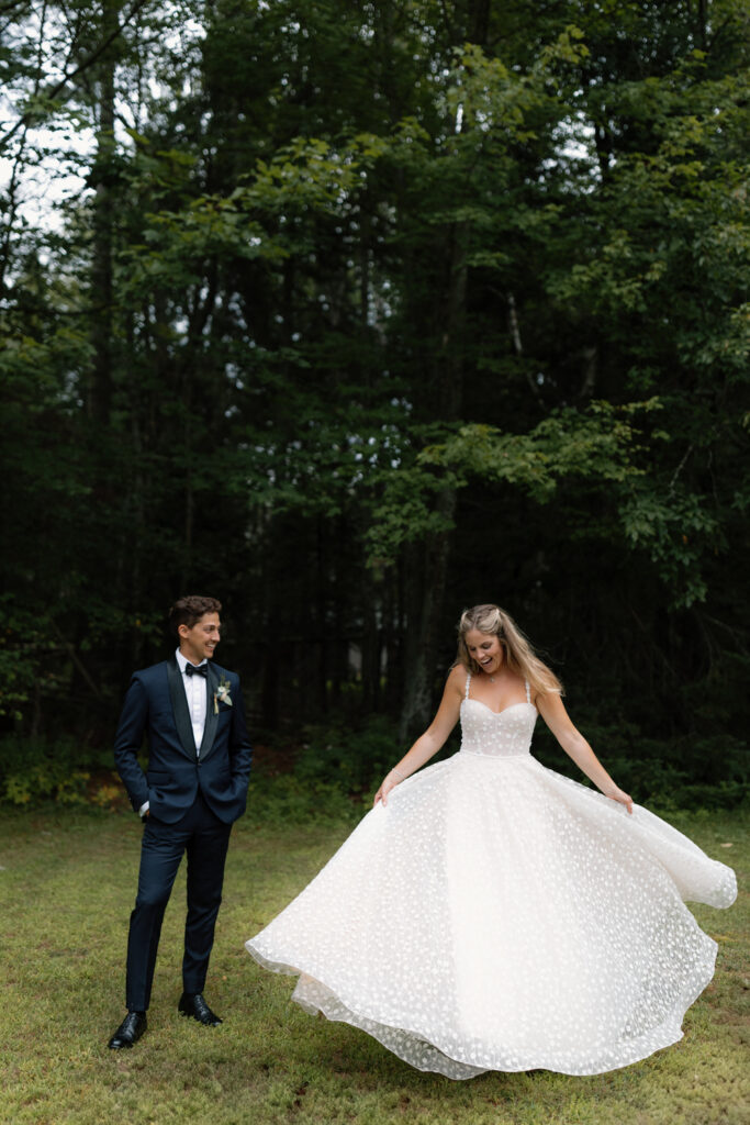 bride and groom portraits on the lake in the adirondacks