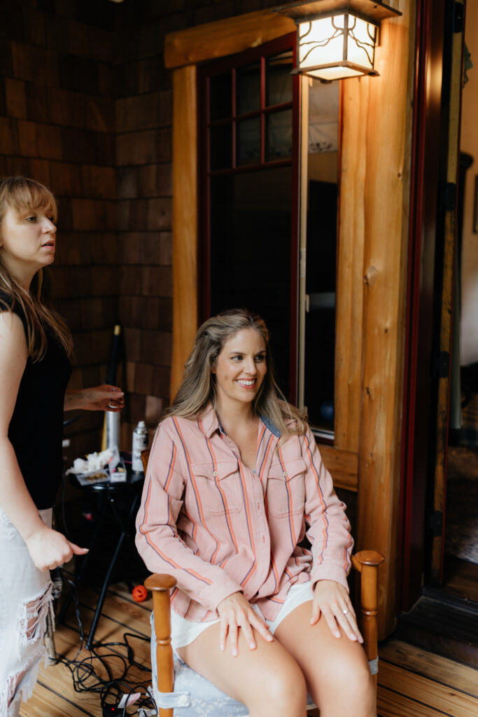 bride getting ready on her wedding day