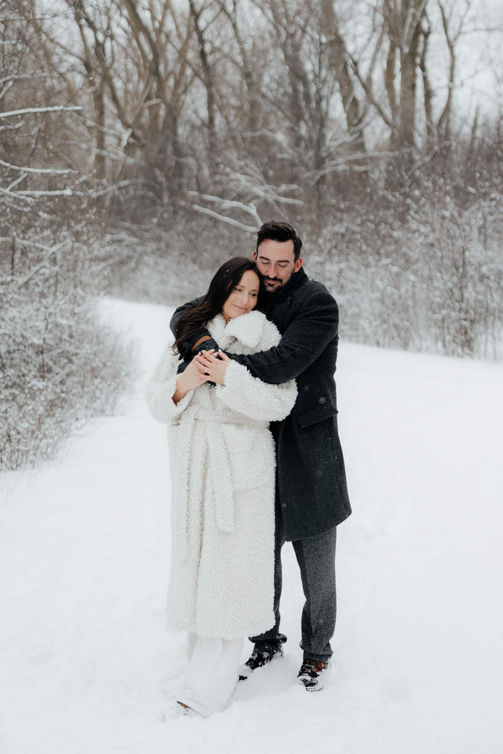 Winter engagement session in the snow