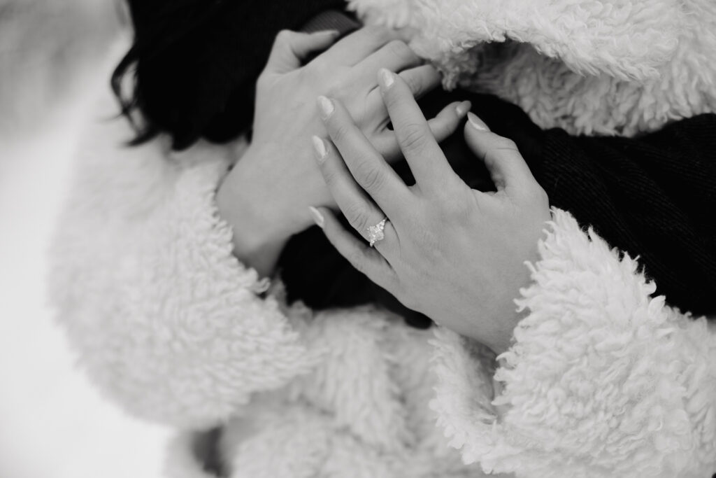 Winter engagement session in the snow