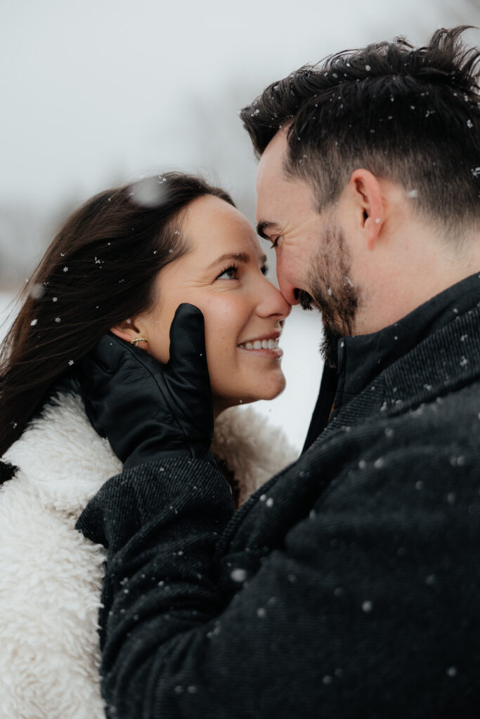 Winter engagement session in the snow