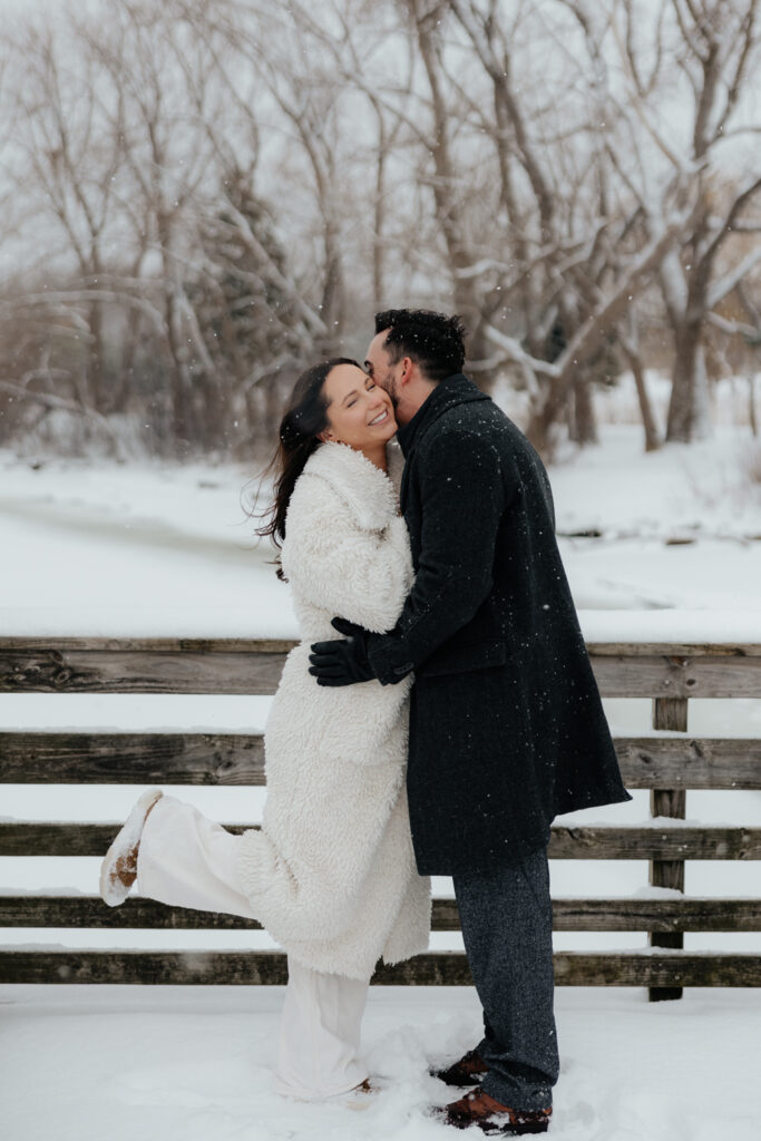 Winter engagement session in the snow