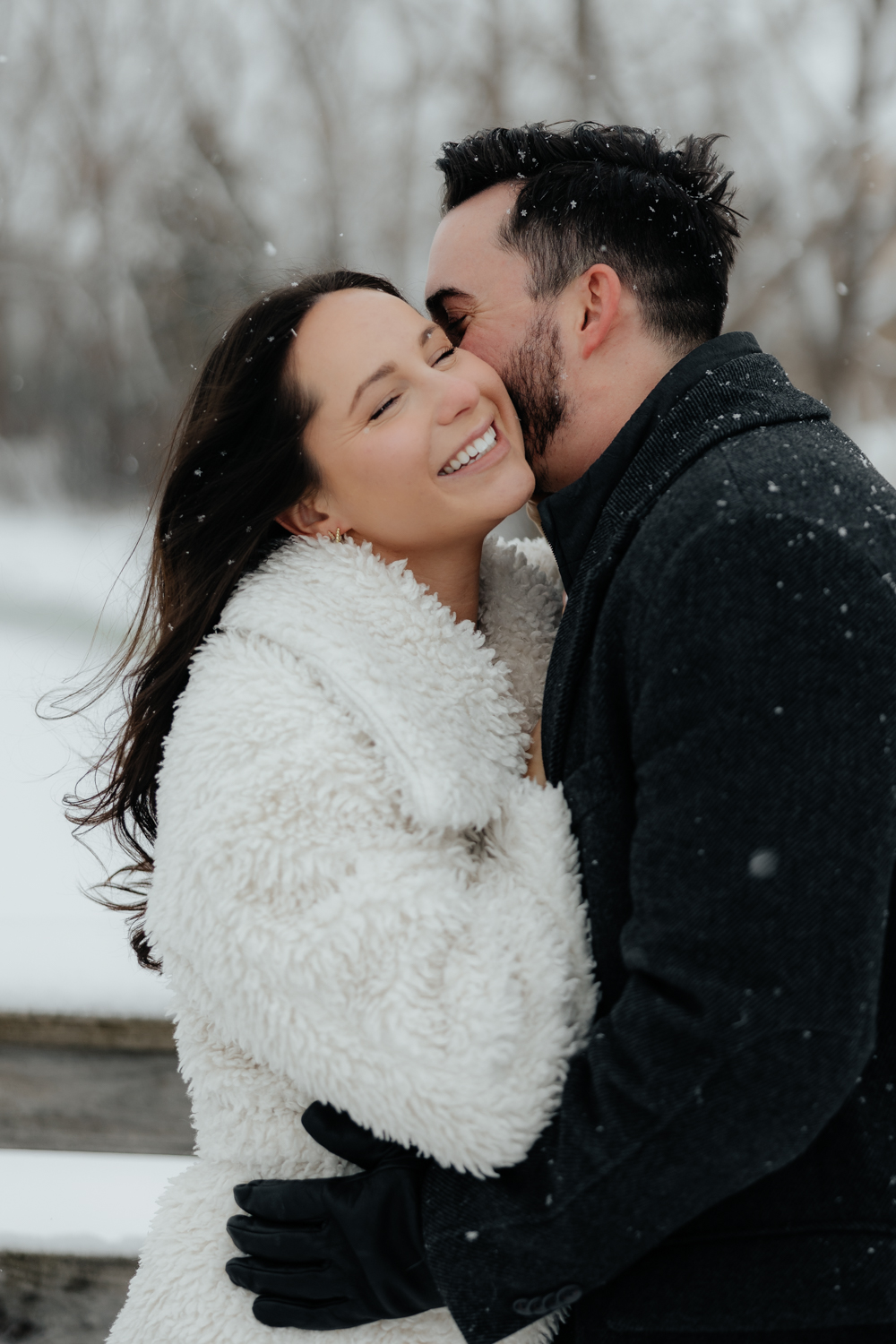 Winter engagement session in the snow