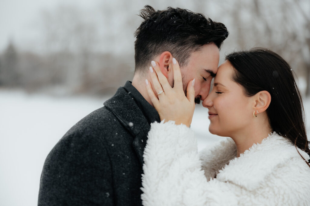 Winter engagement session in the snow