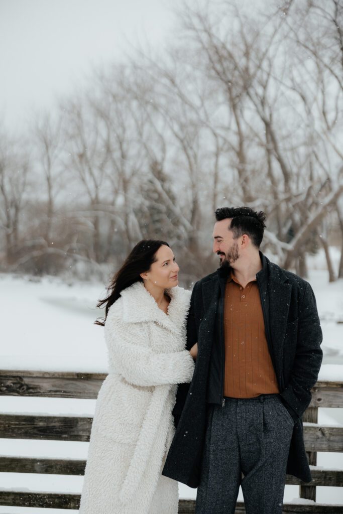 Winter engagement session in the snow