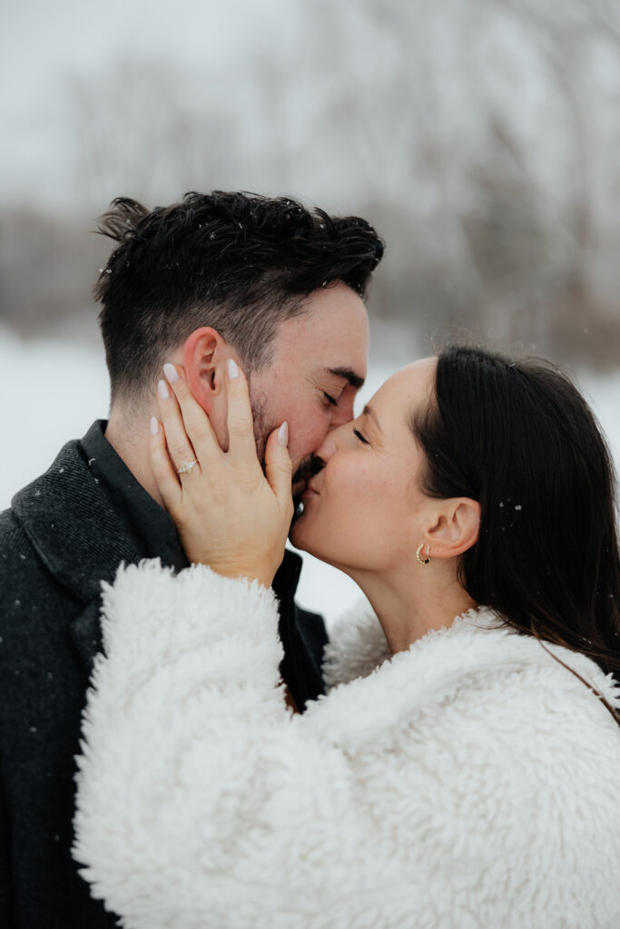 Winter engagement session in the snow