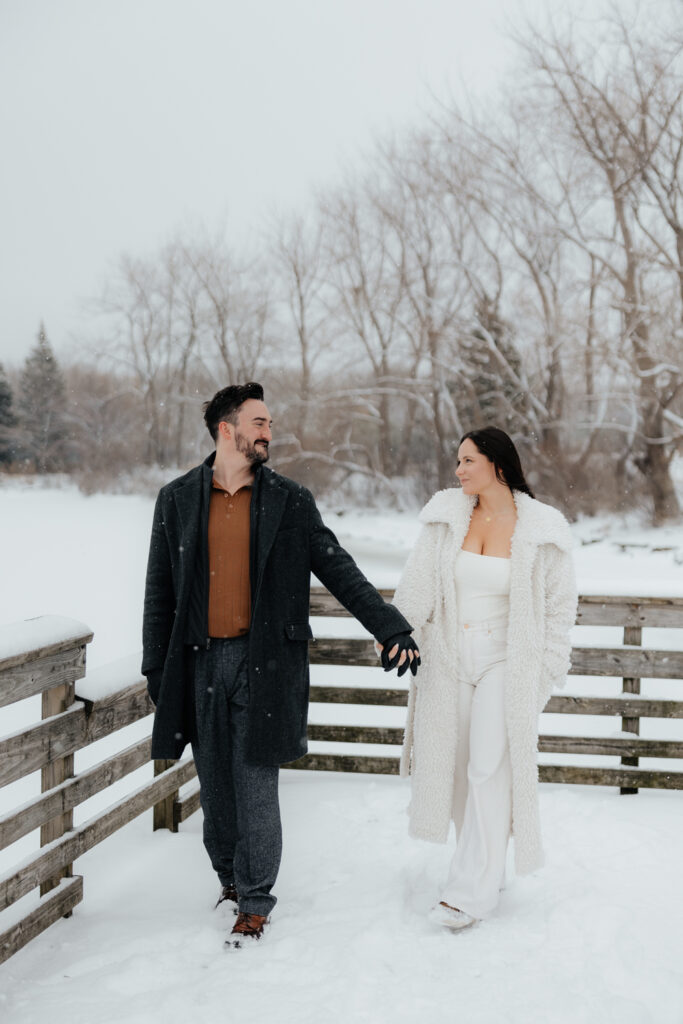 Winter engagement session in the snow