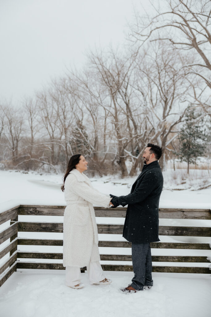 Winter engagement session in the snow