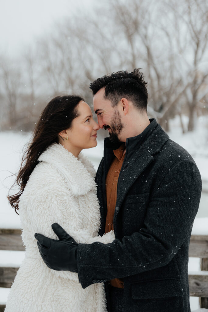 Winter engagement session in the snow