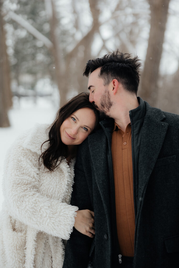 Winter engagement session in the snow