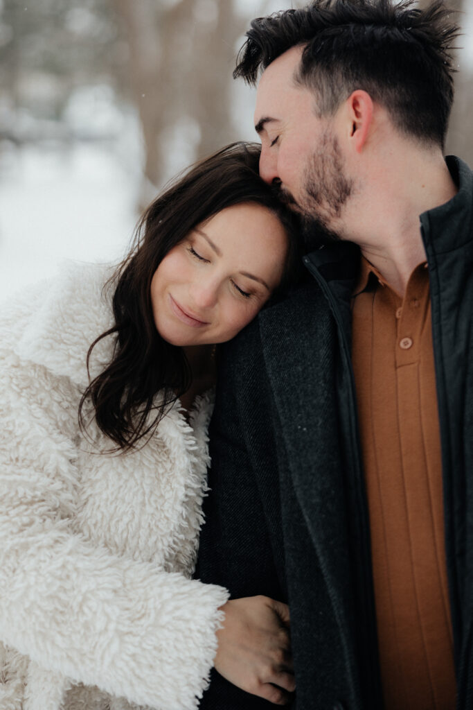 Winter engagement session in the snow