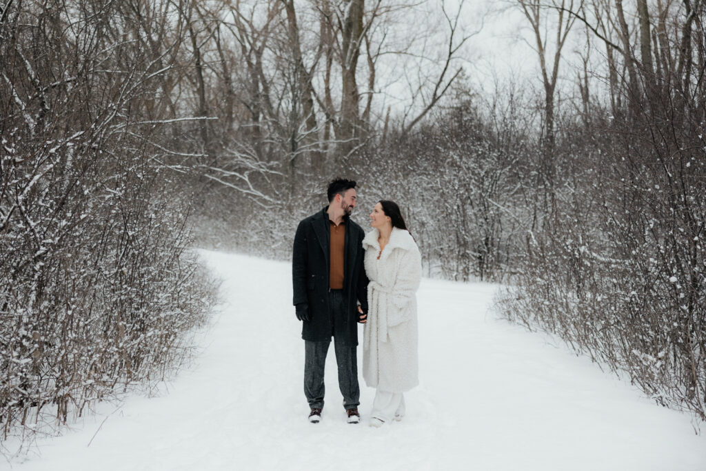 Winter engagement session in the snow