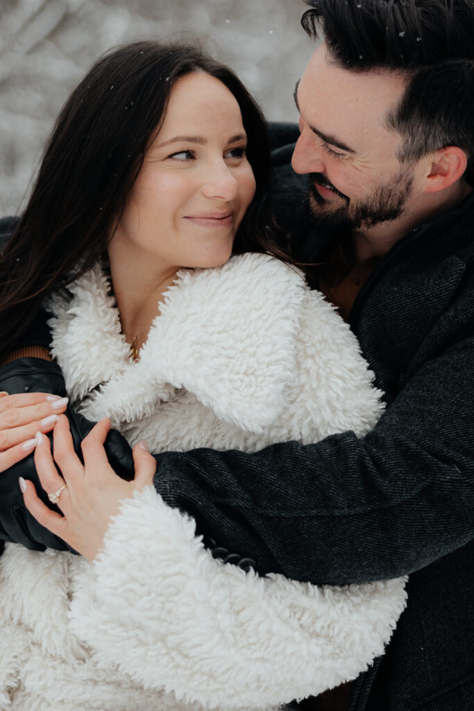 Winter engagement session in the snow