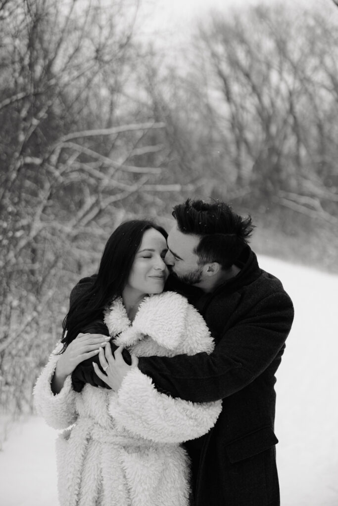 Winter engagement session in the snow