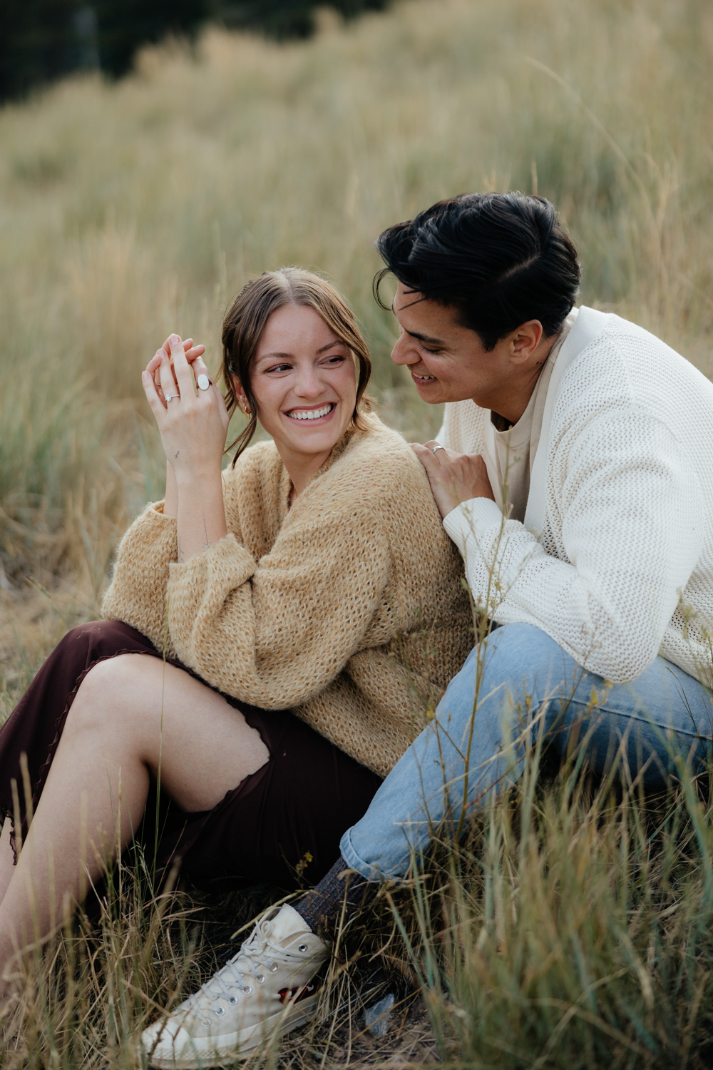 Couple at TIbble Fork Reservoir in Utah Mountains