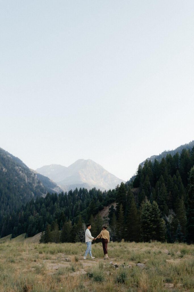 Couple at TIbble Fork Reservoir in Utah Mountains