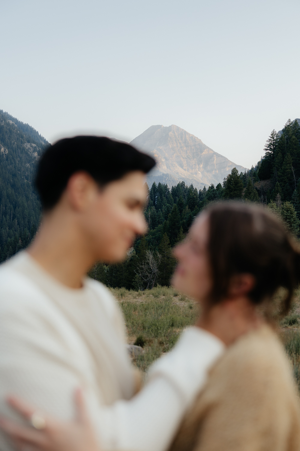 Couple at TIbble Fork Reservoir in Utah Mountains