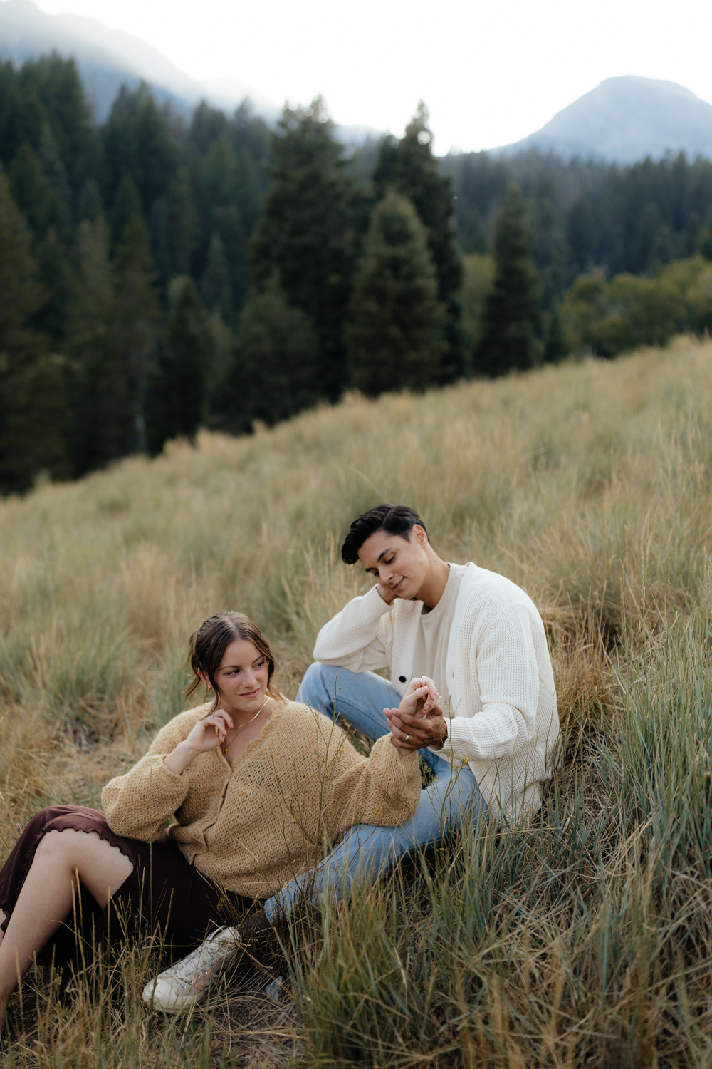 Couple at TIbble Fork Reservoir in Utah Mountains