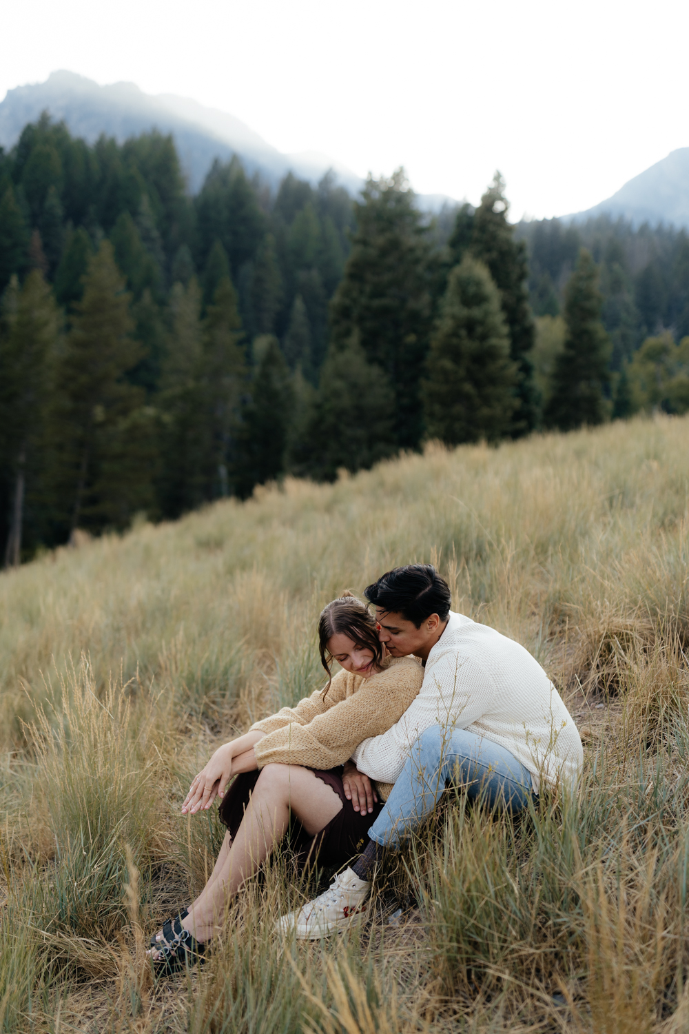 Couple at TIbble Fork Reservoir in Utah Mountains